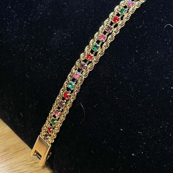 Vintage Deadstock 10KT Gold Filled Bracelet with Prong Set Quartz Crystals - Picture 4 of 7